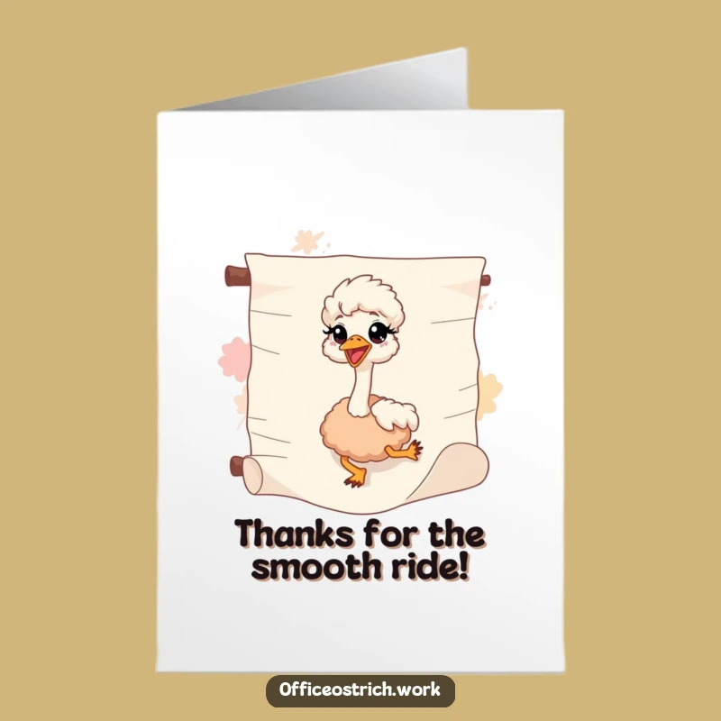Free Printable Thank You Card: Sliding Ostrich Funny Downloadable Gift