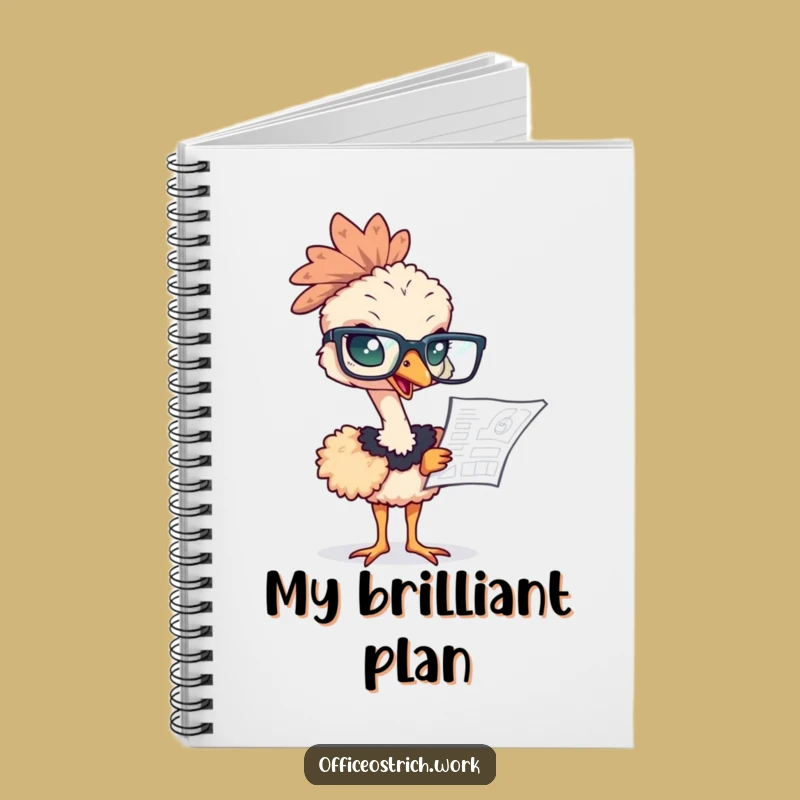 Funny Ostrich Blueprint Notebook - Hilarious Office Gift for Detailed Notes