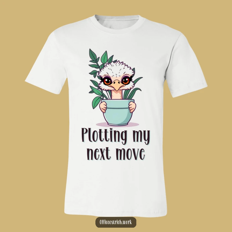Funny Ostrich Plant Peeper T-Shirt - Hilarious Office Surprise Gift for the Witty