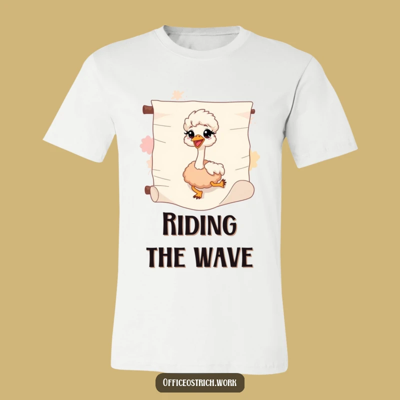 Funny Sliding Ostrich T-Shirt - Go With The Flow Humor, Ideal Funny Gift