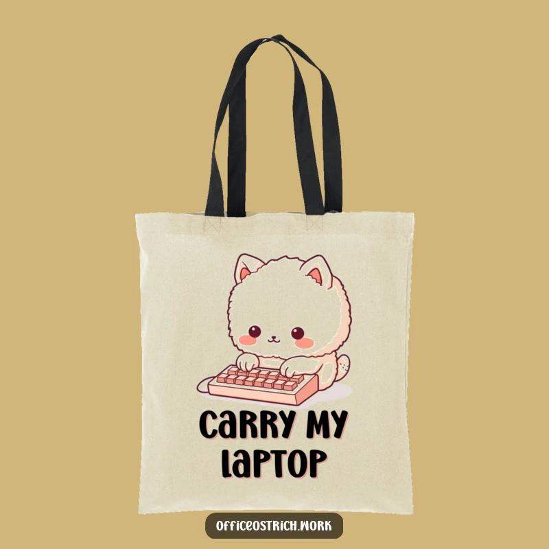 Funny Tiny Keyboard Animal Tote Bag - Eco-Friendly Humorous Gift