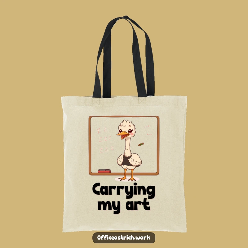 Funny Ostrich Whiteboard Scribble Tote Bag: Gift for the Organized and Artistic
