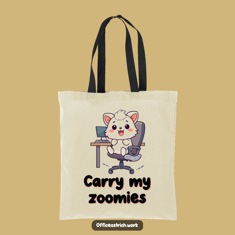Funny Zooming Office Animal Tote Bag - Eco-Friendly Humorous Gift
